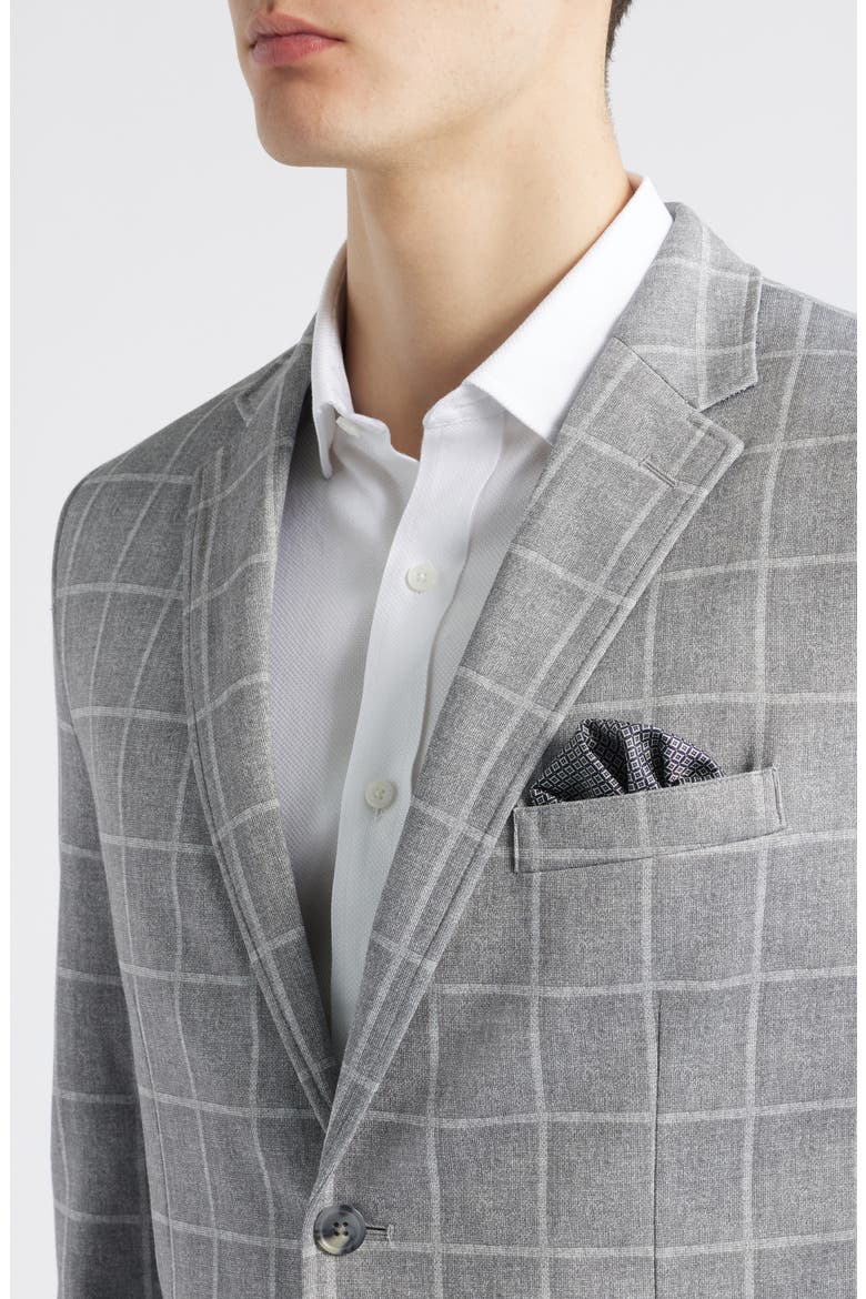 XC Flex® Heathered Windowpane Check Knit Sport Coat, Alternate, color, GRAY PLAID