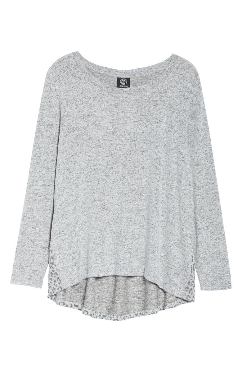 Bobeau Marled Front Patterned Back Top, Alternate, color, 