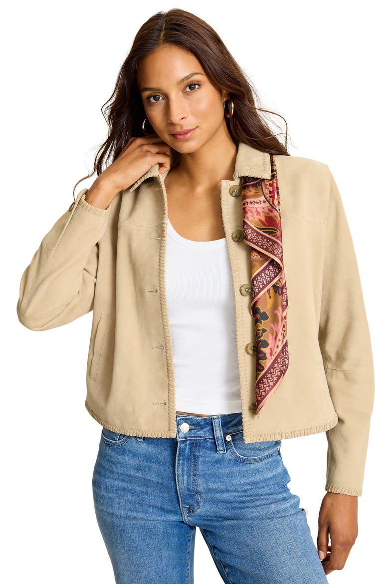 Whipstitched Suede Jacket, Alternate, color, WISTFUL BEIGE