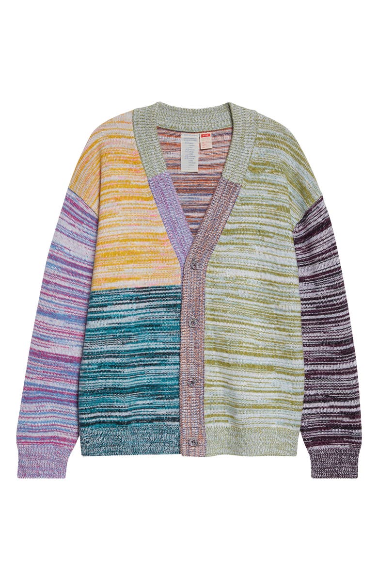 Waste Yarn Project Pat Colorblock Space Dye Cardigan, Alternate, color, White Multi
