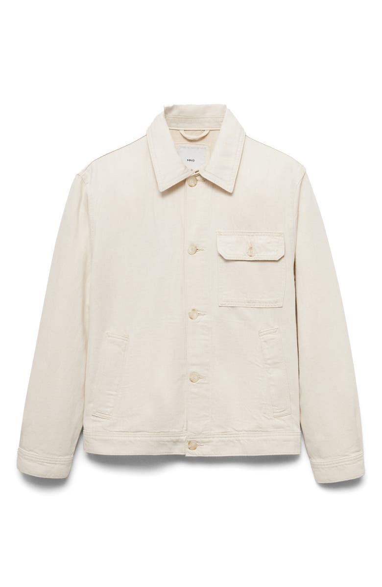 MANGO Cotton & Linen Jacket with Pockets, Alternate, color, Ecru