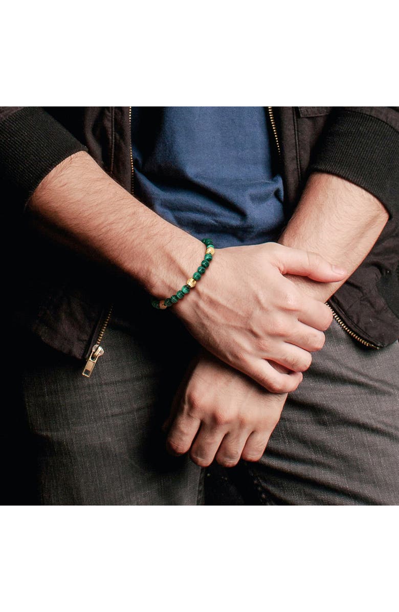 DELMAR Men's Set of 3 Assorted Semiprecious Stone Beaded Stretch Bracelets, Alternate, color, Blue/ Green/ Brown Multi