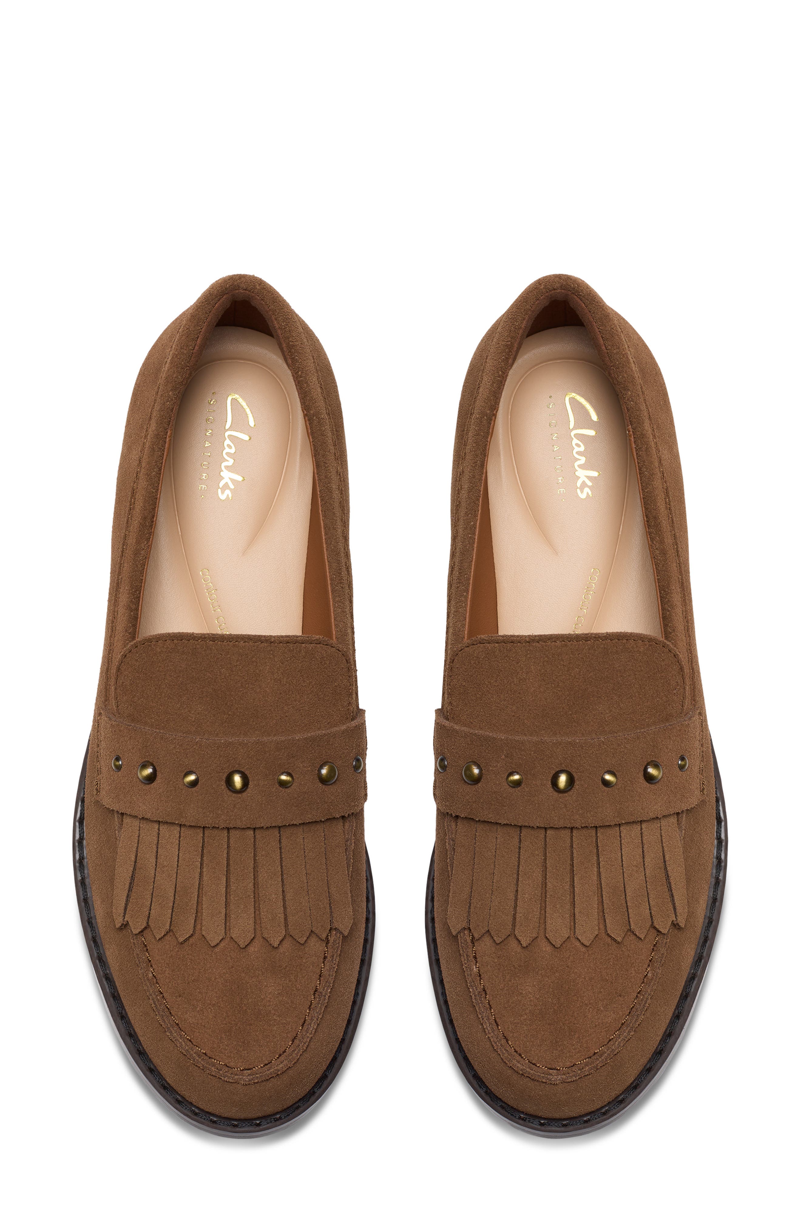 Hana Studded Loafer, Alternate, color, WALNUT SUEDE
