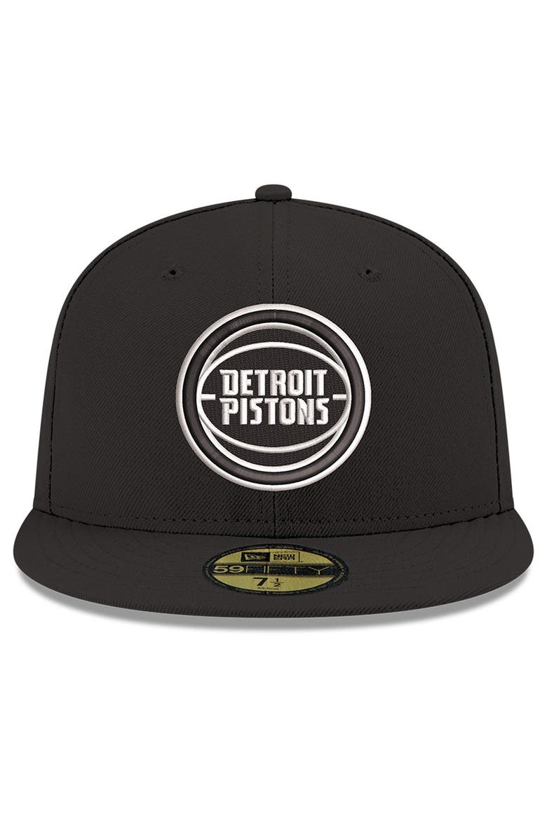 Men's New Era Black/White Detroit Pistons 59FIFTY Fitted Hat, Alternate, color, Black