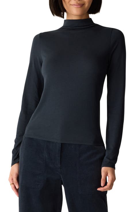 Funnel Neck Long Sleeve T-Shirt