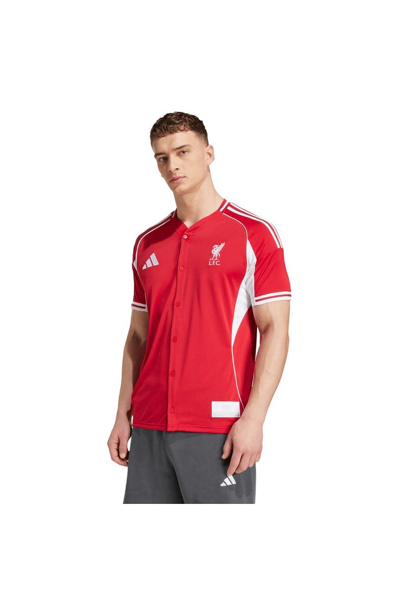 adidas Men's adidas Red Liverpool Full-Button Baseball Jersey, Main, color, Red