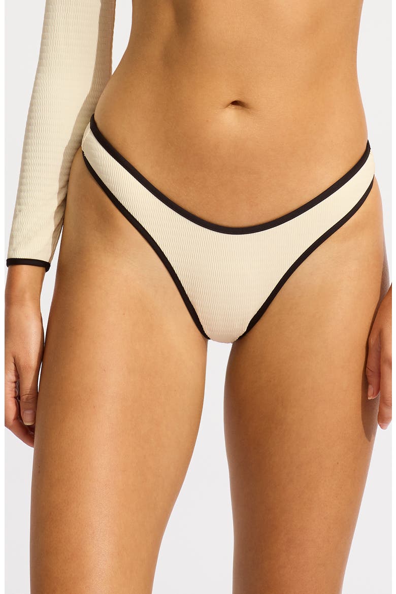 Scoop High Cut Colorblock Bikini Bottoms, Main, color, ECRU