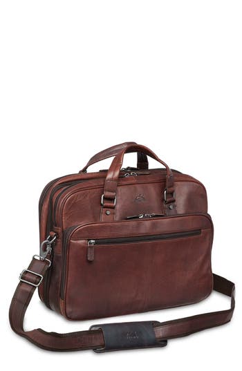 Mancini Expandable Rfid Briefcase In Brown