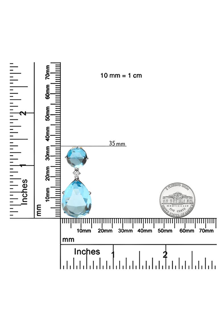 18K Gold Diamond Accent Topaz and Topaz Drop Pendant Necklace, Alternate, color, White