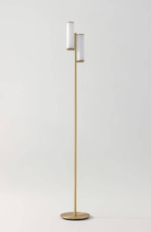 Brightech Gemini 64" Industrial Led Standing Floor Lamp With Glass Cylinder Shades, 3-way Dimming