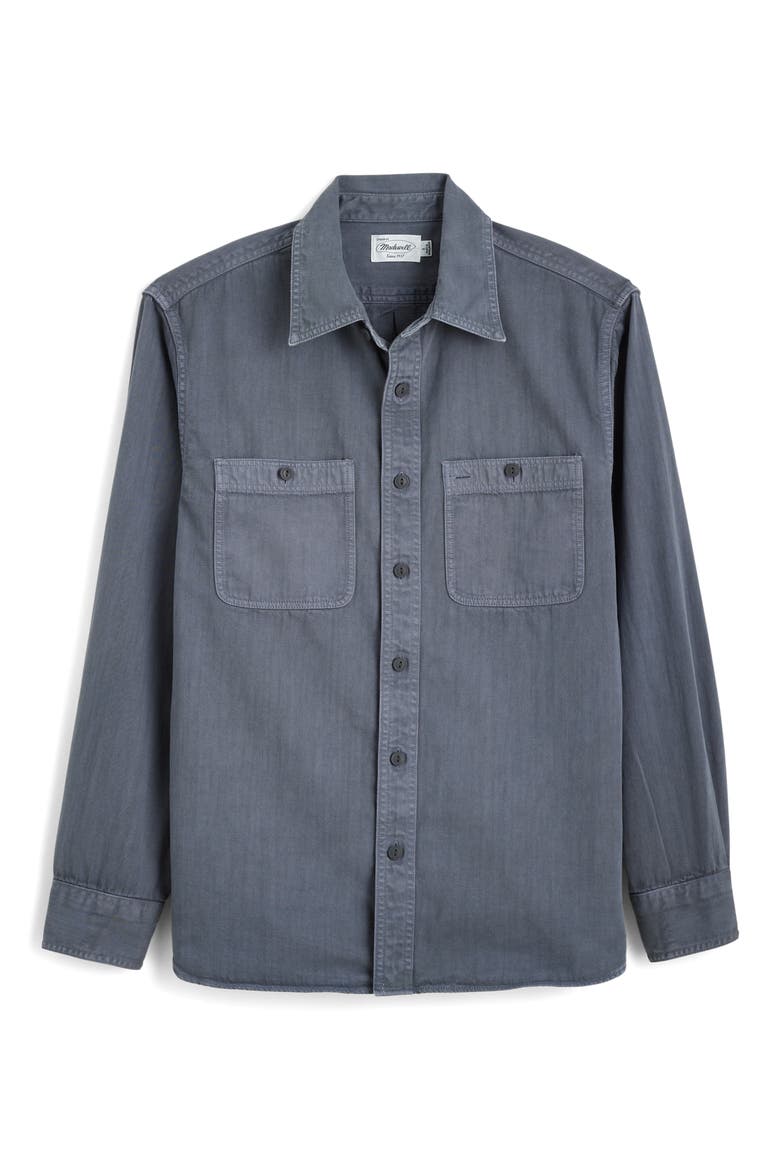 Cotton Button-Up Work Shirt, Alternate, color, CHALKED MIDNIGHT