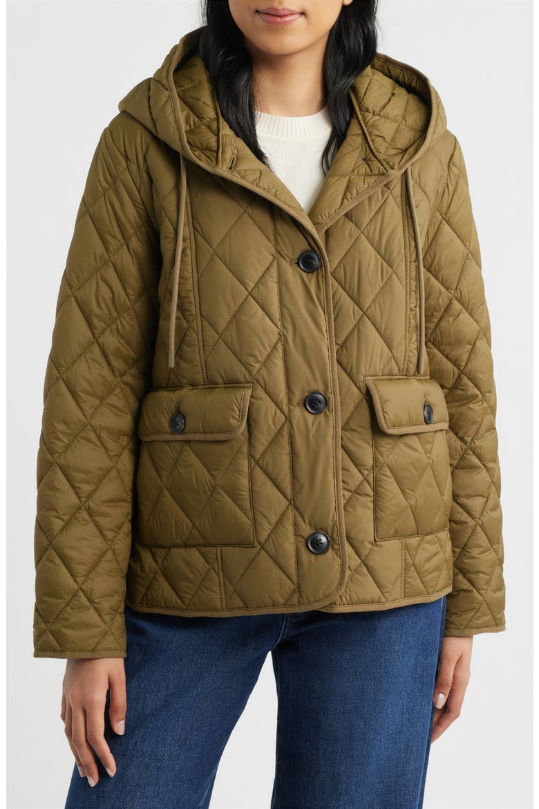 Diamond Quilted Hooded Liner Jacket, Alternate, color, OLIVE