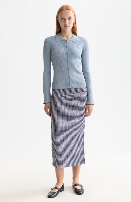 Scotch & Soda Metallic Skinny Rib Cardigan In Blue