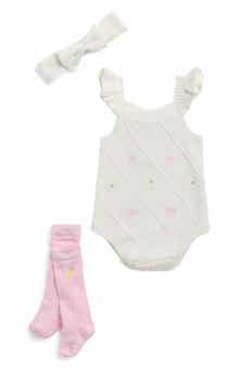 Nicole Miller Knit Bodysuit, Headband & Knee Socks Set