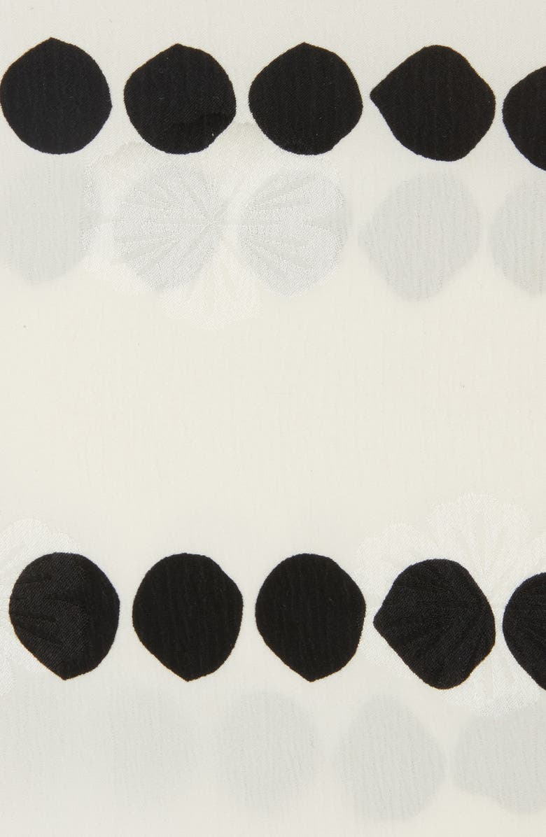 CLIFTON WILSON Black Dot Floral Jacquard Silk Pocket Square, Alternate, color, White