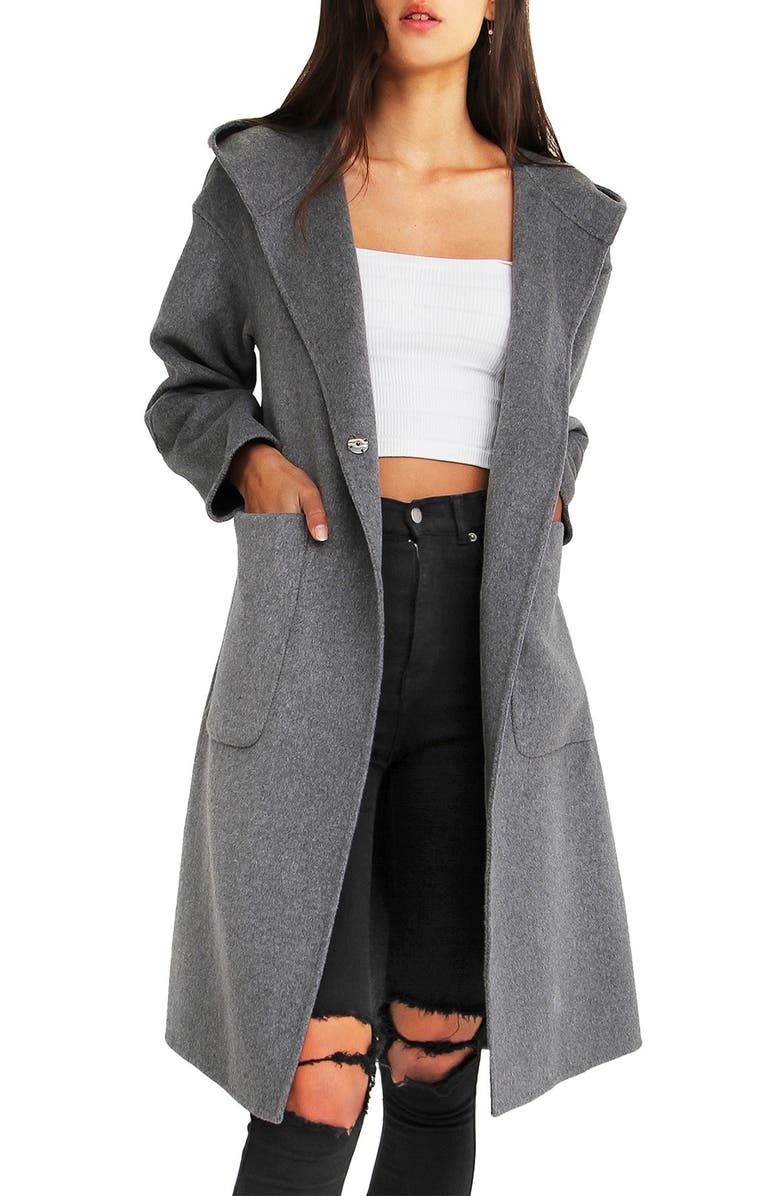 Belle & Bloom BELLE AND BLOOM Walk This Way Wool Coat, Main, color, Dark Grey