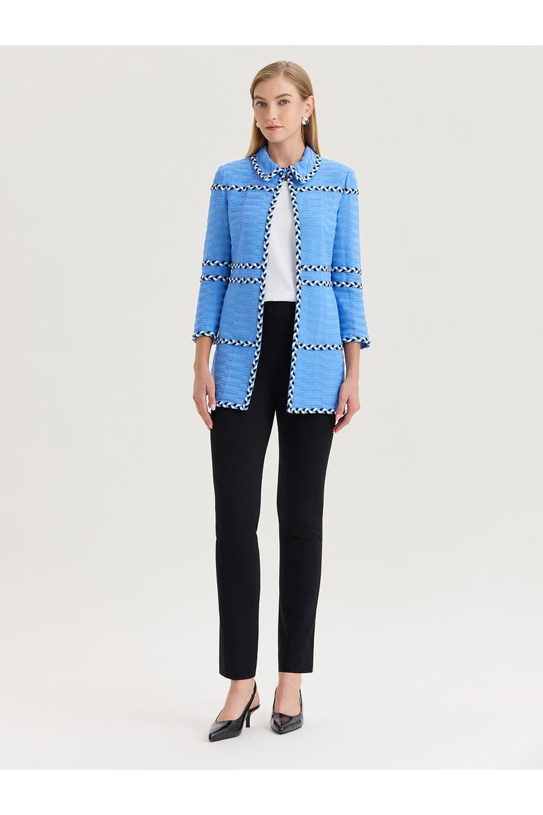 Tri-Color Braided Trim Knit Jacket, Alternate, color, Blue