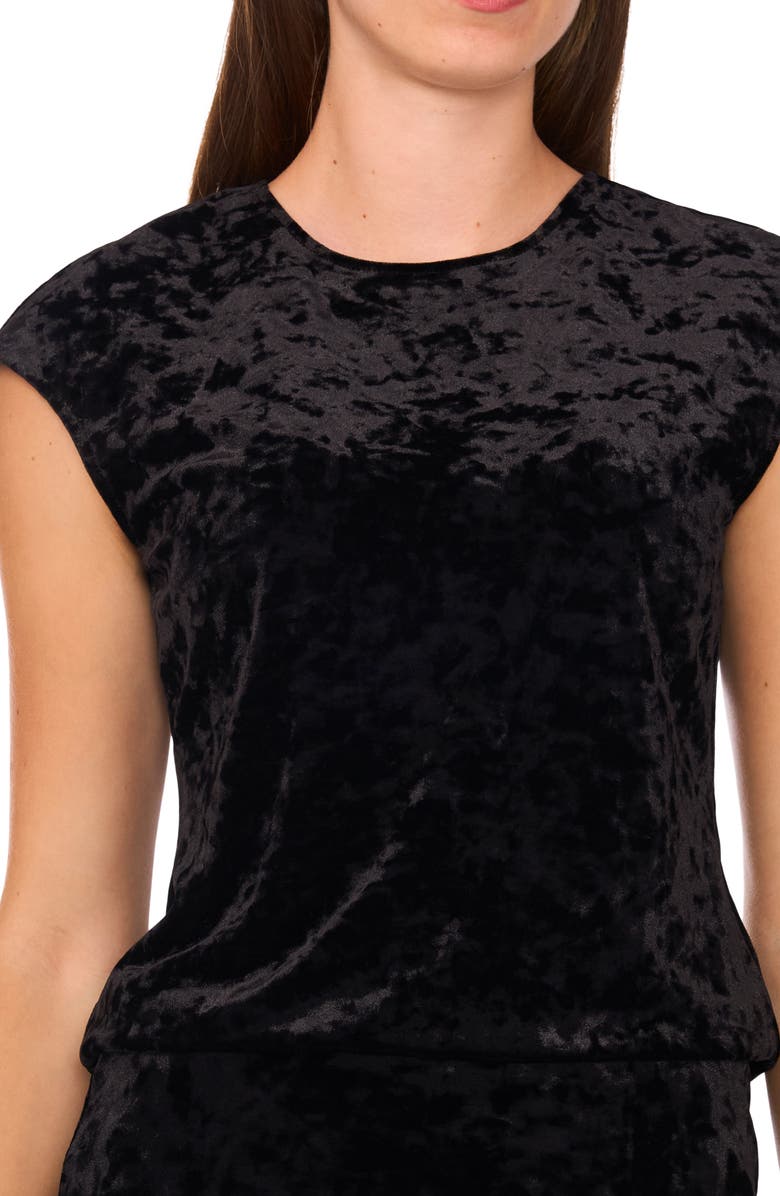 Halogen<sup>®</sup> Crushed Velvet Cap Sleeve Top, Alternate, color, Rich Black