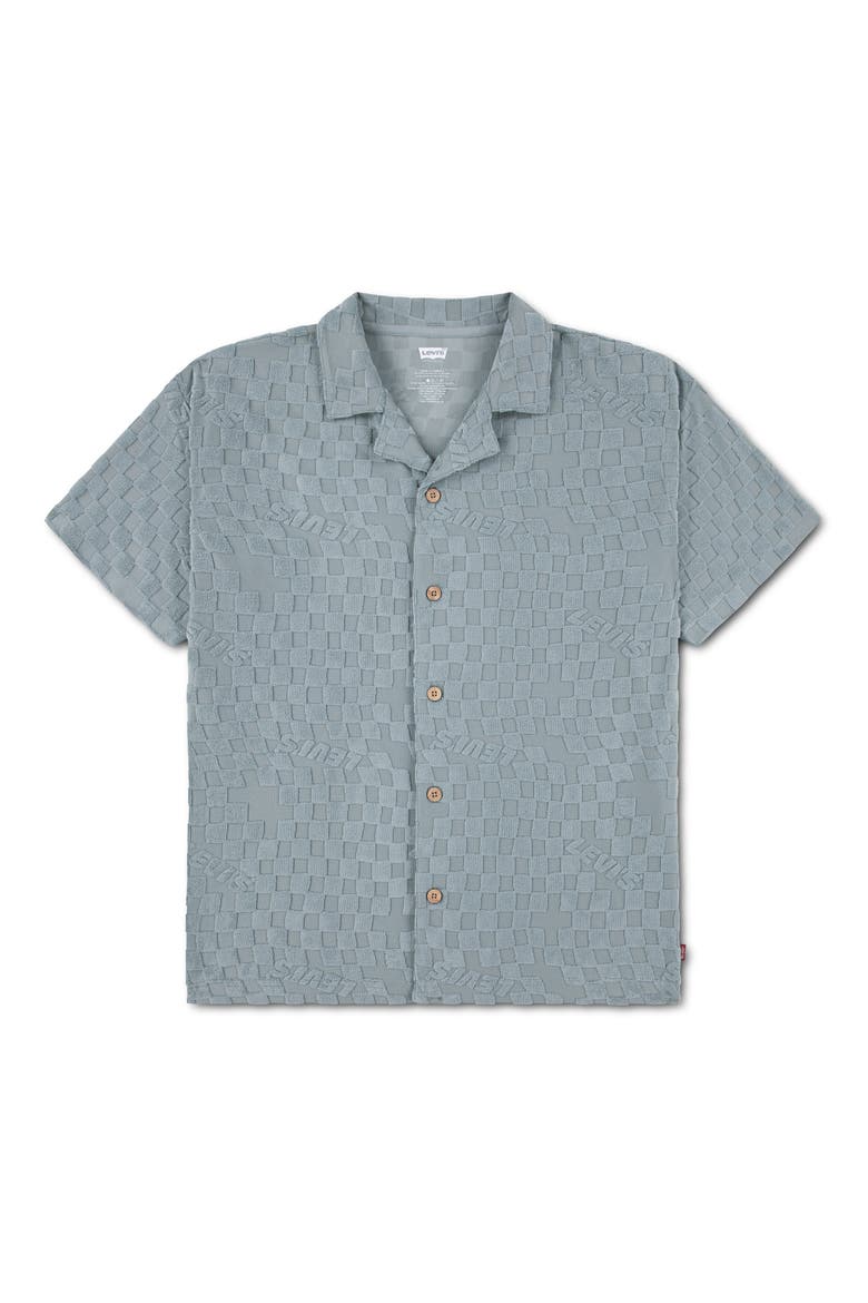 Kids' Check Jacquard Camp Shirt, Main, color, LEAD
