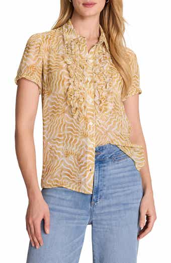 Sunrays Ruffle Placket Georgette Button-Up Shirt