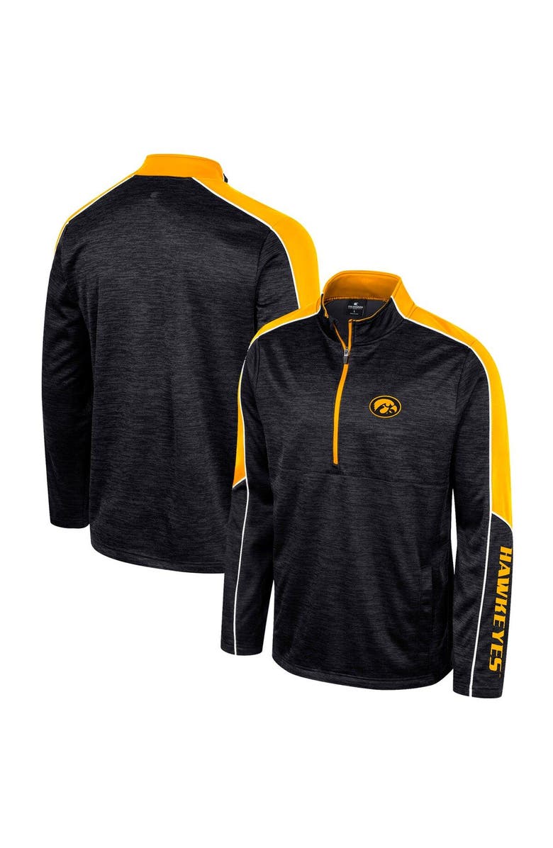 COLOSSEUM Men's Colosseum Black Iowa Hawkeyes Marled Half-Zip Jacket, Main, color, Black