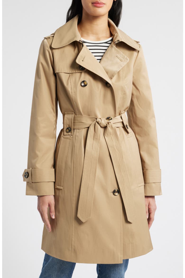 Missy Hooded Belted Trench Coat, Main, color, KHAKI