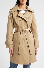 London Fog Missy Hooded Belted Trench Coat