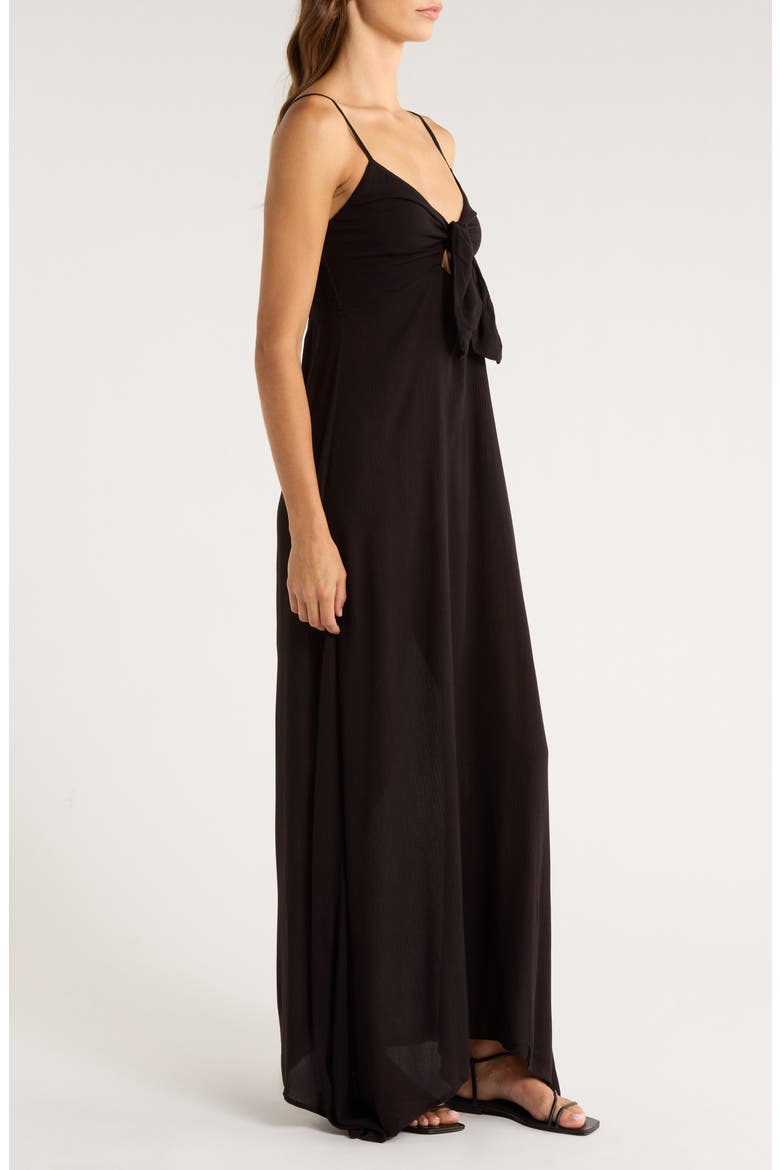 Tie Front Cover-Up Maxi Dress, Alternate, color, BLACK