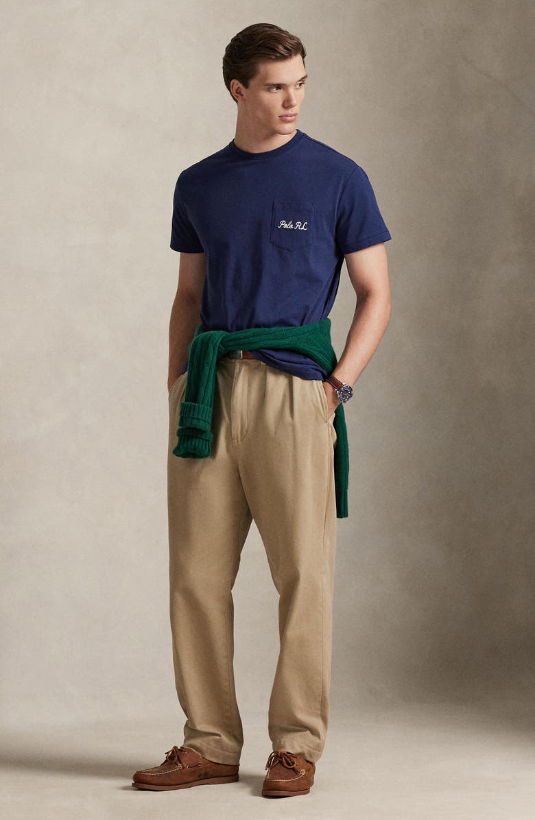 Polo Ralph Lauren Classic Fit Polo Bear Embroidered Pocket Graphic T-Shirt, Alternate, color, Newport Navy-Society Bear