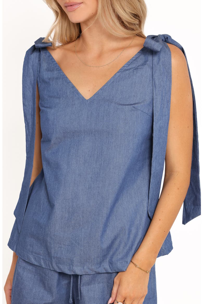 Francis Cotton V-Neck Top & Shorts Set, Alternate, color, DENIM
