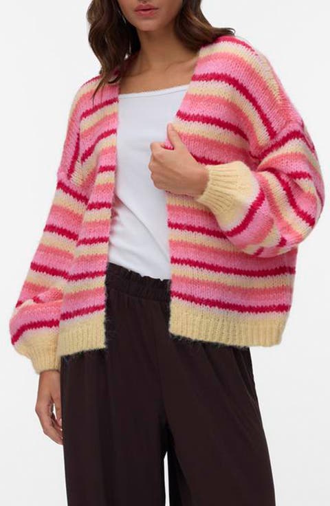 Maybe Stripe Open Front Cardigan