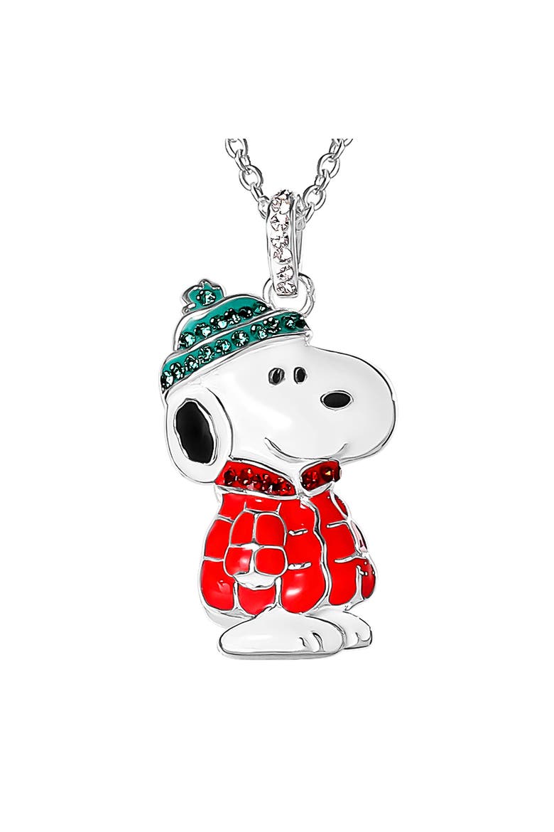 Snoopy Puffer Jacket Pendant, Alternate, color, Silver, white, red