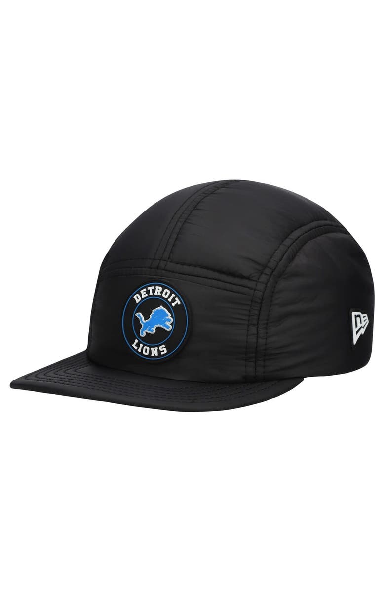 New Era Men's New Era  Black Detroit Lions Quilted Camper Adjustable Hat, Main, color, 