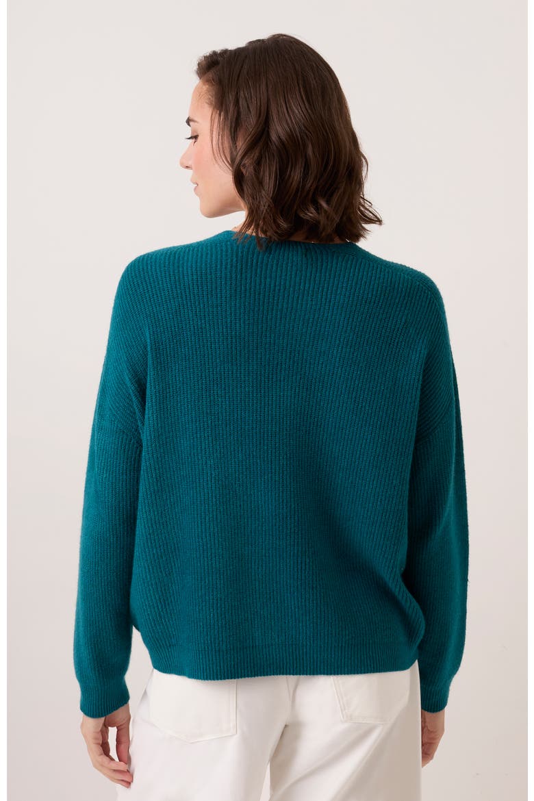 Ribbed V-Neck Jumper, Alternate, color, Teal