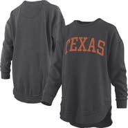 PRESSBOX Women's Pressbox  Black Texas Longhorns Melange Poncho Vintage Fleece Long Sleeve Pullover Sweatshirt