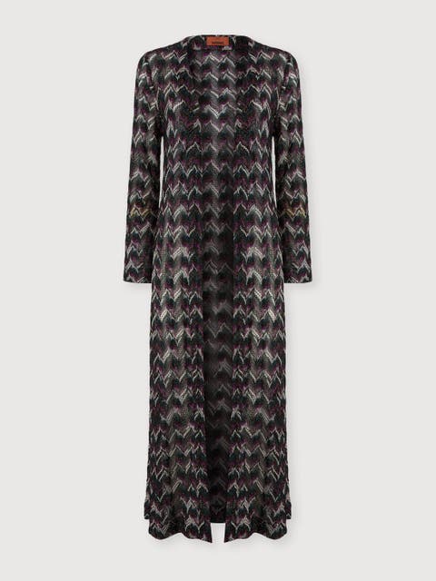 Long Cardigan In Embroidered Lace