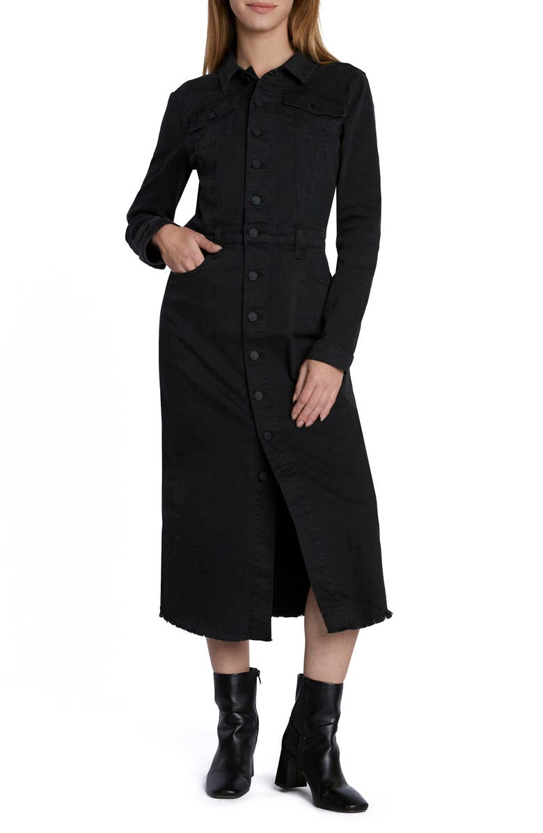 Wash Lab Denim Piece Dyed Denim Dress, Main, color, Onyx