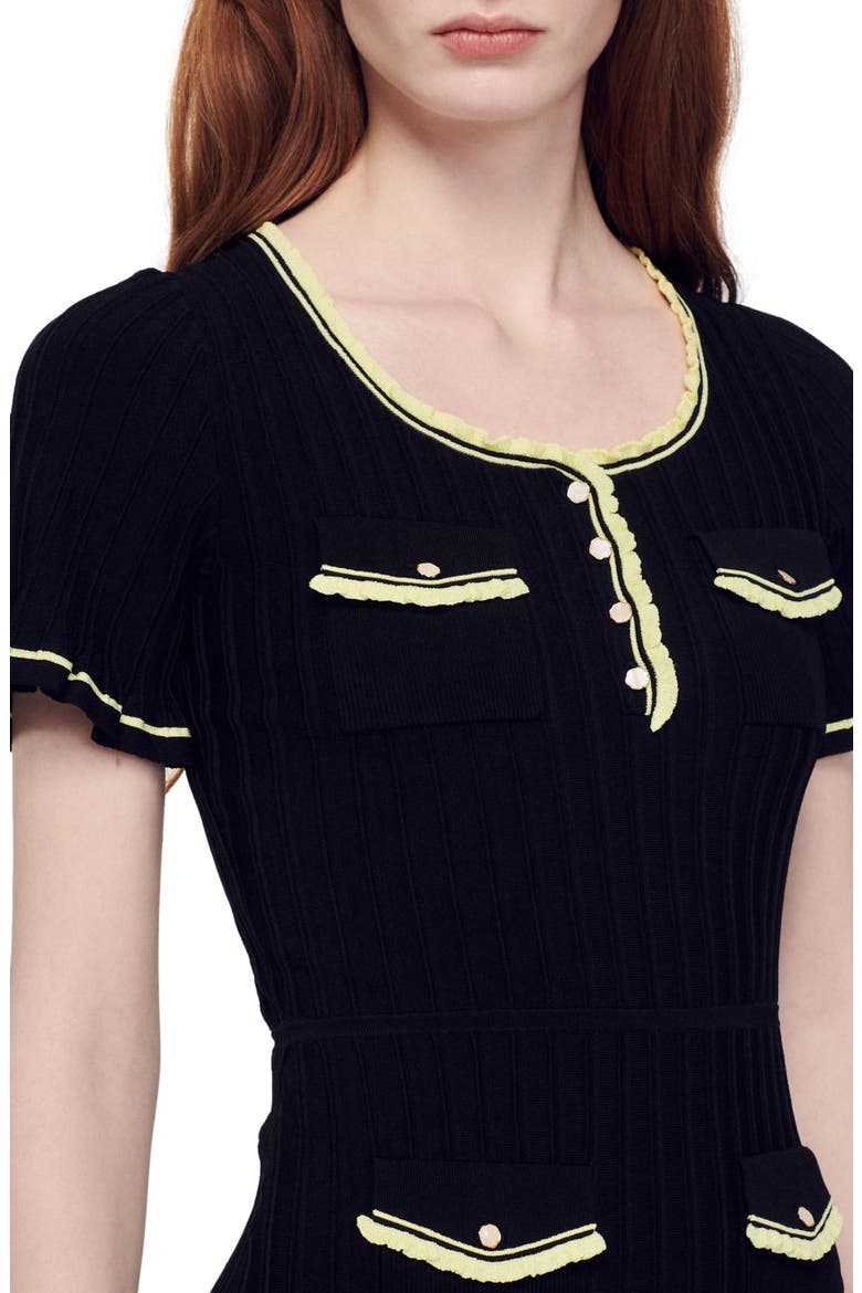 Charmette Short Sleeve Sweater Dress, Alternate, color, BLACK