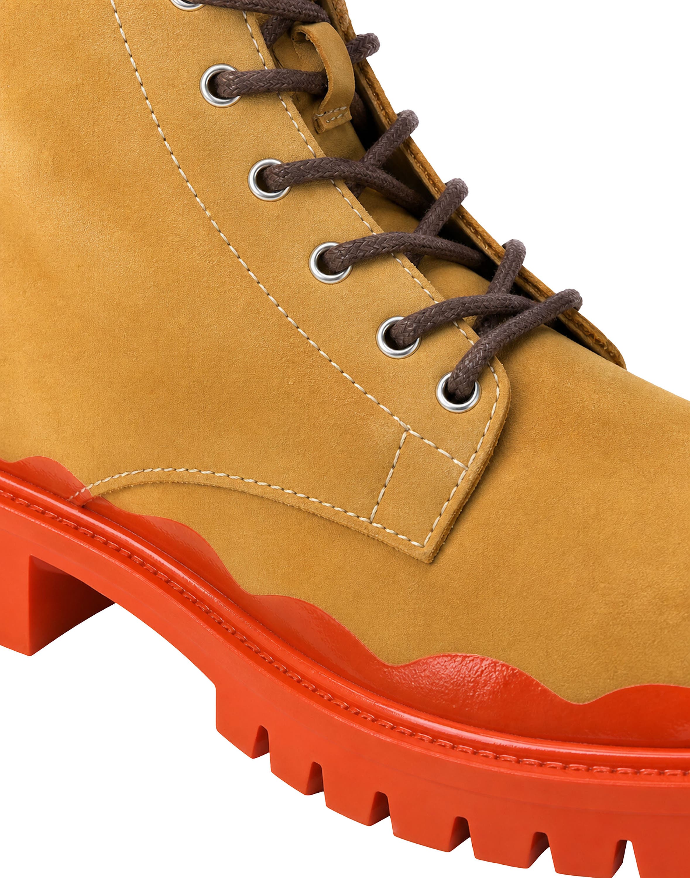 Nabuk Lace-up Boots Immersed Men, Alternate, color, beige/orange