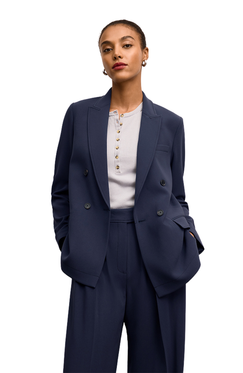 M.M.LaFleur O'Hara Boyfriend Blazer, Alternate, color, Oxford W/ Topstitch