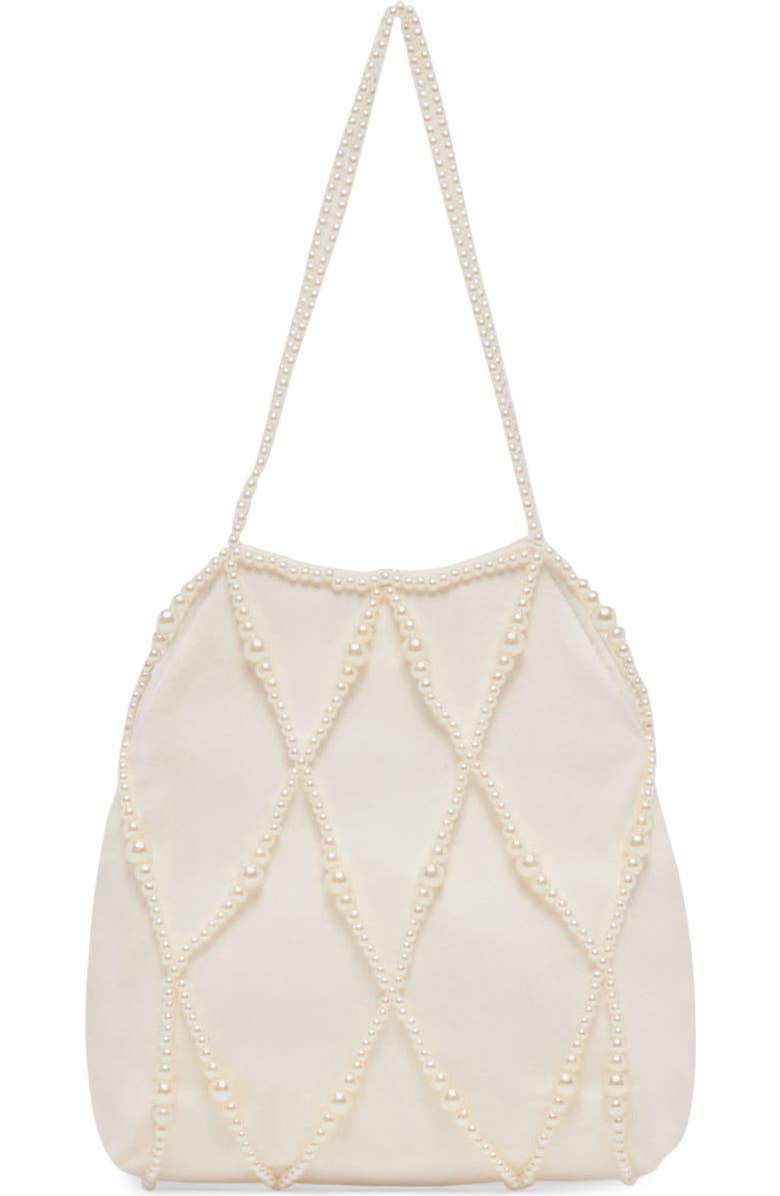 Dolce Vita Faux Pearl Satin Bag, Main, color, Ivory