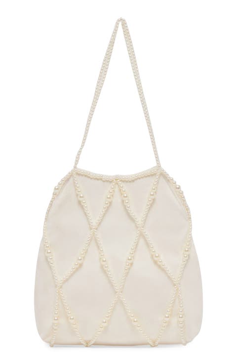 Faux Pearl Satin Bag