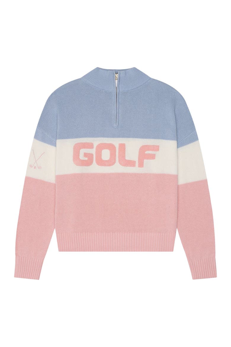 Madison Quarter-Zip Sweater Golf Colorblock, Main, color, Blue / Pink