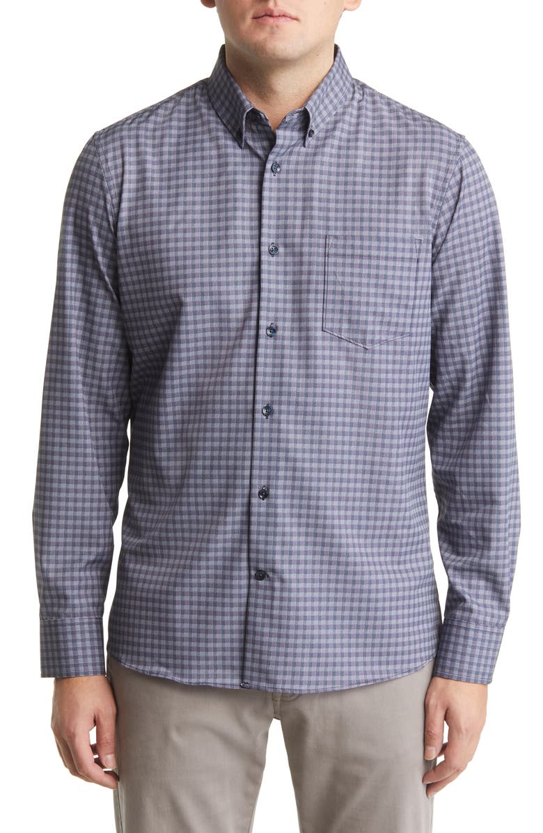 Nordstrom Tech-Smart Trim Fit Check Stretch Button-Down Shirt, Main, color, 