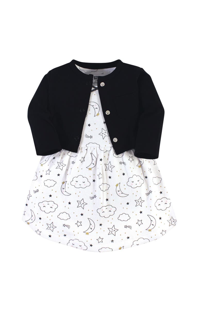 Hudson Baby Cotton Dress and Cardigan Set, Main, color, Dreamer