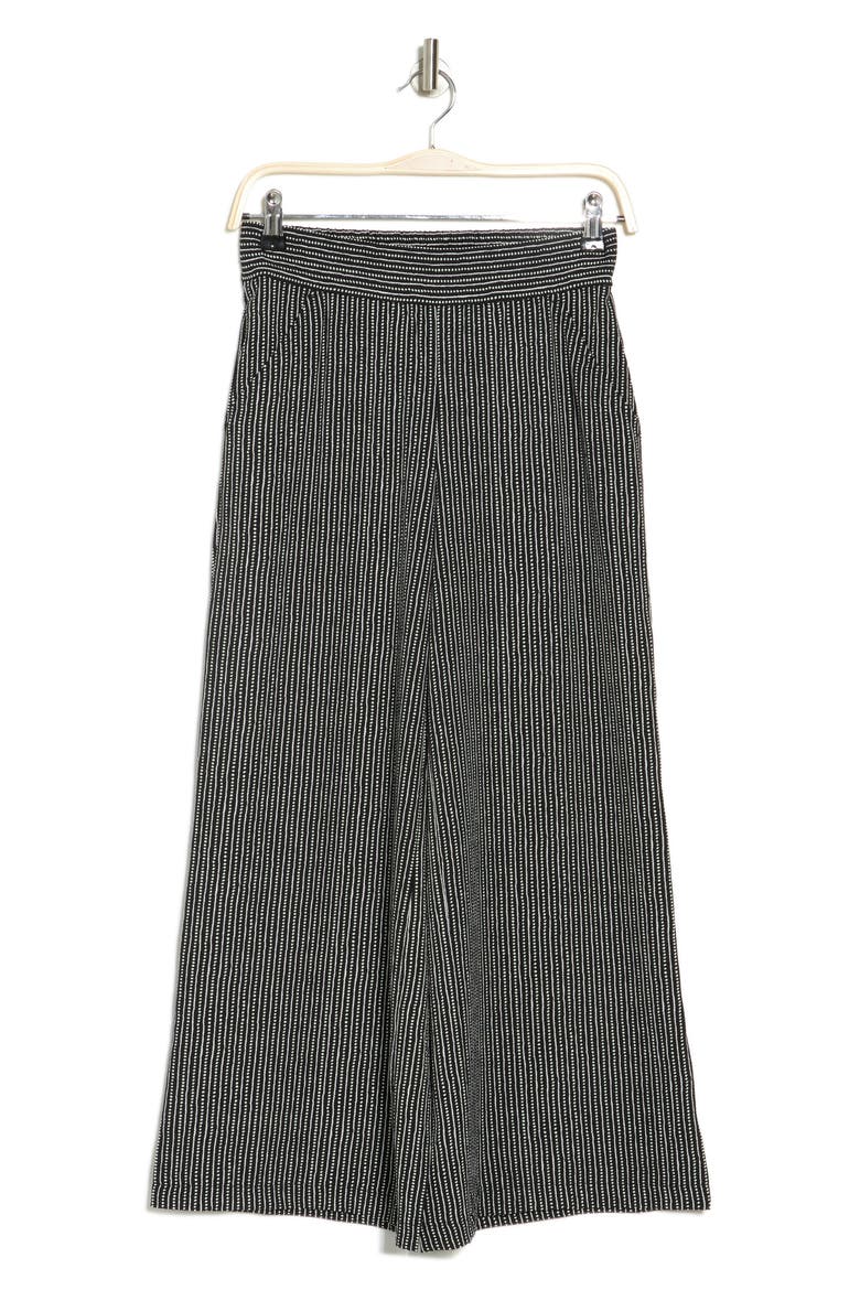 Pull-On Crop Wide Leg Pants, Alternate, color, BLACK/ CREAM STRIPE DASH