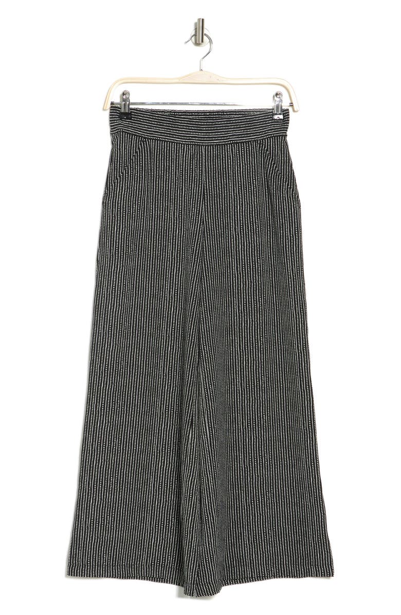 MAX STUDIO Pull-On Crop Wide Leg Pants, Alternate, color, Black/ Cream Stripe Dash