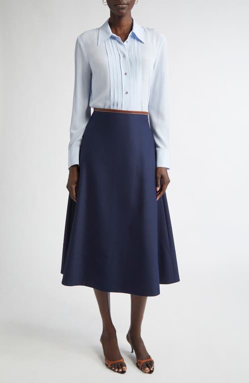 St John St. John Collection Stretch Gabardine A-line Midi Skirt In Blue