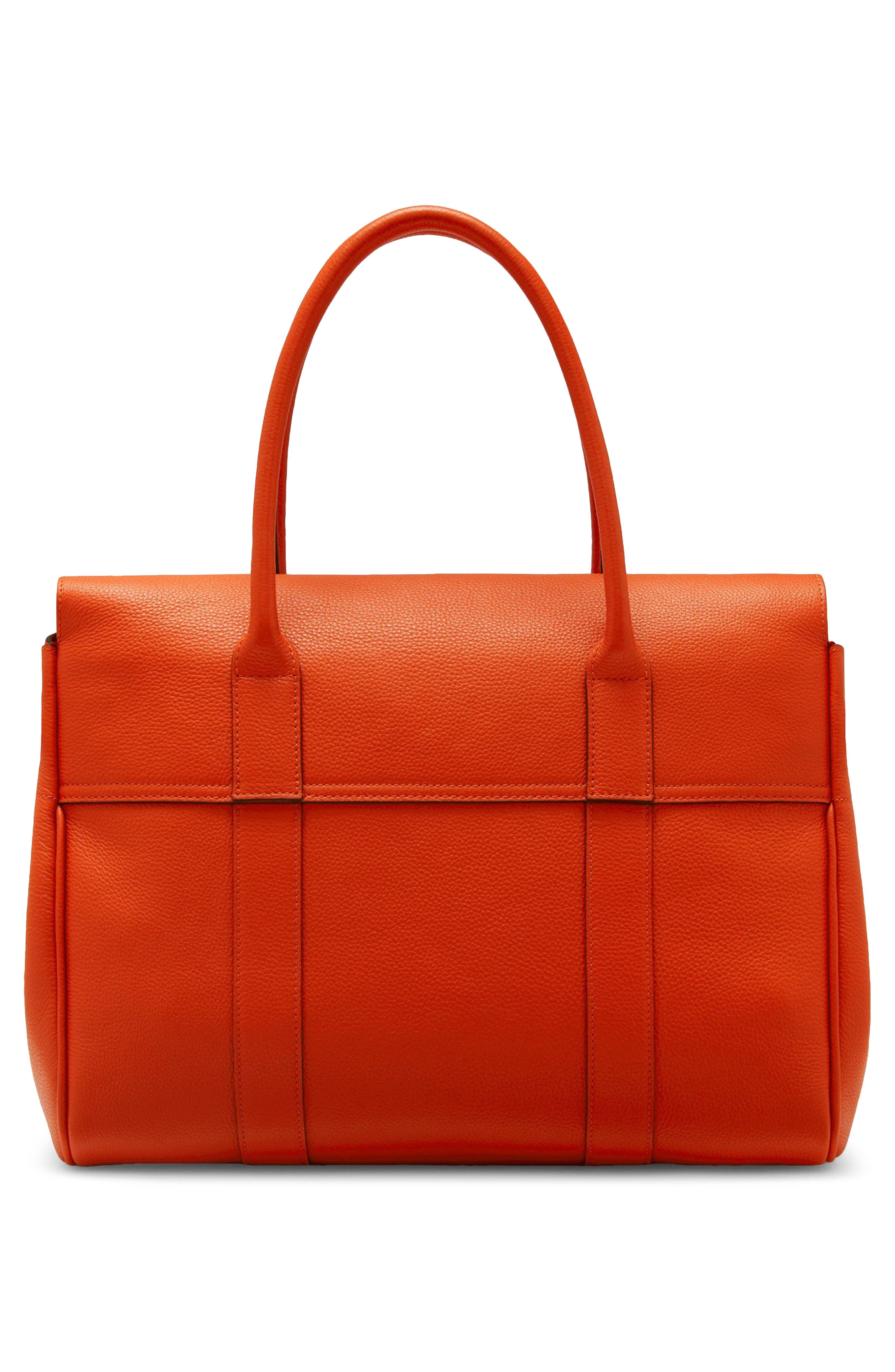 Bayswater Grained Leather Satchel, Alternate, color, CORAL ORANGE