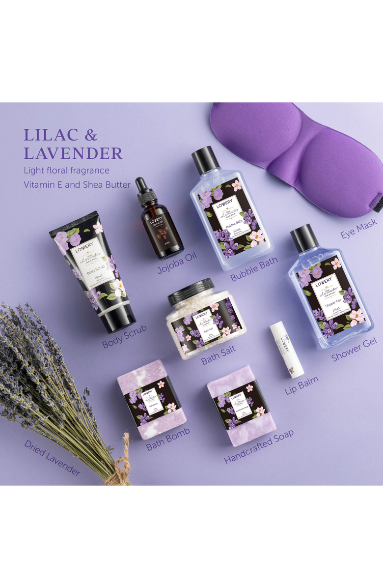 Lovery Lavender & Lilac Spa Gift Basket with Sleep Mask, Alternate, color, Purple